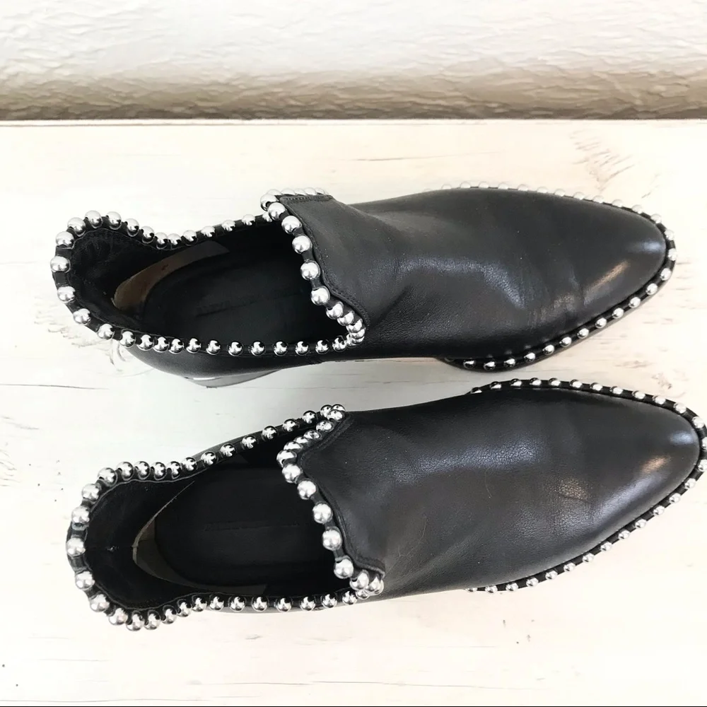 Alexander Wang Leather Kori Cutout Studded Boots Booties 35 5 Black - Picture 8 of 11